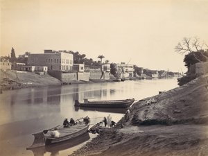 Brzegi Nilu w Kairze, ca. 1857, drukowane lata 70. XIX wieku. autorstwa Francis Frith