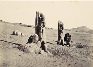 Kolosy i Sfinks w Wady Saboua, 1857. autorstwa Francis Frith