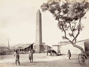 Egipski Obelisk, Igła Kleopatry, Aleksandria, Egipt, ca. 1870.