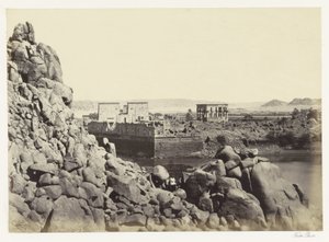 Widok na południową stronę wyspy Philae South End of the Island of Philae (tytuł na obiekcie) autorstwa Francis Frith