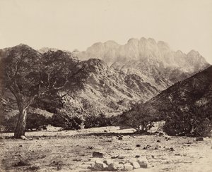 Góra Serbal, z Wádee Feyrán, Egipt, 1858 (zdjęcie) autorstwa Francis Frith