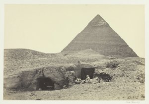 Groby skalne i piramida Belzoniego, Gizeh, 1857. autorstwa Francis Frith