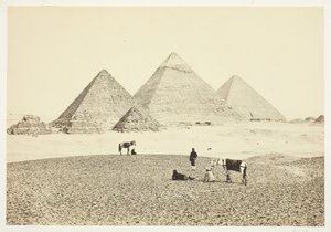 Piramidy El Geezeh, od południowego zachodu, 1857. autorstwa Francis Frith