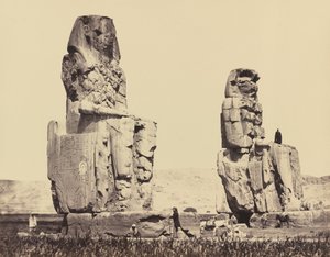 Posągi Równiny, Teby, 1858. autorstwa Francis Frith