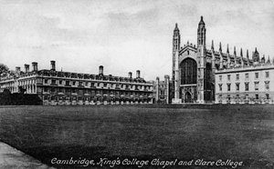 Kings College Chapel i Clare College, Cambridge, Cambridgeshire, koniec XIX wieku. autorstwa Frith and Co