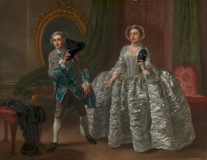 David Garrick i pani Pritchard w filmie „Podejrzany mąż” Benjamina Hoadleya autorstwa Francis Hayman