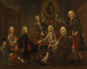 Portret grupy dżentelmenów z artystą autorstwa Francis Hayman