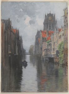 Za Groote Kirk, Dordrecht, ok. 1880 (toaleta na węglu na tekturze)