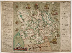 Mapa Ulsteru (pióro i tusz z praniem na papierze) autorstwa Francis Jobson