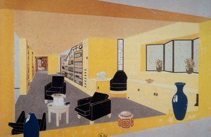 Perspektywa Fumoir dla Amdassade Francoise, autorstwa Francisa Jourdaina (1876-1958), zaprezentowana na Międzynarodowej Wystawie Sztuki Dekoracyjnej w Paryżu w 1925 roku, Francja, XX wiek autorstwa Francis Jourdain