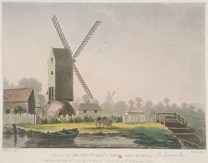 „Widok na młyn pana Metcalfa w pobliżu Bromley”, Bow, Topola, Londyn, 1785