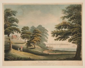Nowy Jork (z Hobuck Ferry House, New Jersey) autorstwa Francis Jukes