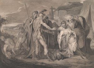 Król Lear opłakujący ciało Kordelii Szekspira, Król Lear, Akt 5, Scena..., 1 sierpnia 1792. autorstwa Francis Legat
