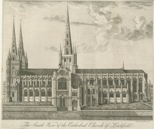 Katedra w Lichfield - Widok południowy: akwaforta i [XIX wiek] (druk) autorstwa Francis Perry
