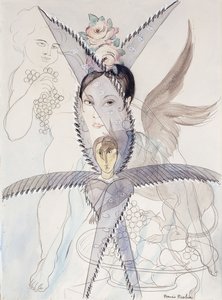 Transparencja - Głowa i skrzydlaty koń; Transparence - Tete et Cheval Aile, ok. 1928 (akwarela, gwasz, czarna kreda i ołówek na papierze) autorstwa Francis Picabia