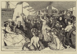 Święto dzieci w szkole Millwall, nad Tamizą, mijając Goliata autorstwa Francis S. Walker