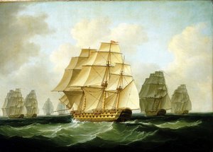 Epizody wojen napoleońskich (1803-1815): Pościg prowadzony przez Richarda Strachana u wybrzeży przylądka Ortegal (Hiszpania), 4 listopada autorstwa Francis Sartorius