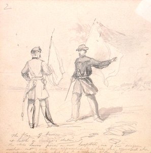 Flaga rozejmu, c.1860 (ołówek na papierze) autorstwa Francis Schell