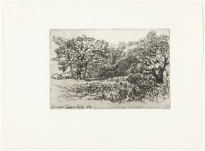 Krajobraz ze stadem zwierząt Stado Werington (tytuł na obiekcie) autorstwa Francis Seymour Haden (Sir) (signed by artist)