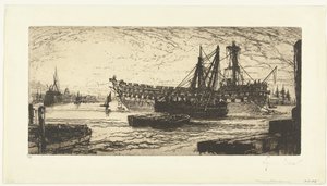 Demontaż statku Agamemnon Zerwanie z Ageememnon autorstwa Francis Seymour Haden (Sir) (signed by artist)