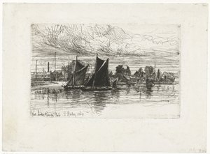West London Rowing Club (tytuł na obiekcie) autorstwa Francis Seymour Haden (Sir) (signed by artist)
