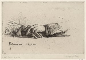 Rustende handen ręce złożone studia akwafortowe (tytuł serii) autorstwa Francis Seymour Haden (Sir)