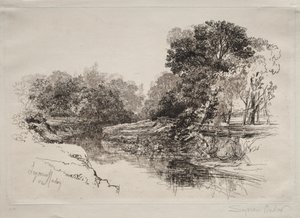 Rzeka w Irlandii, 1864. autorstwa Francis Seymour Haden