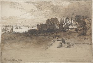Farma w Essex, 1874. autorstwa Francis Seymour Haden