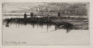 Małe molo w Calais, 1865, 3 nad ranem, 1865. autorstwa Francis Seymour Haden