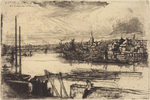 Stare Chelsea, z okna Whistlera (Battersea Reach) autorstwa Francis Seymour Haden