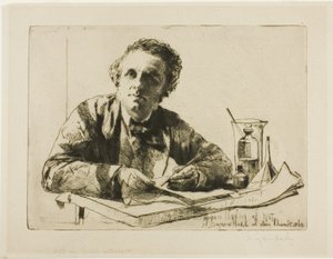 Portret Francisa Seymoura Hadena, nr 2 (podczas akwaforty) autorstwa Francis Seymour Haden