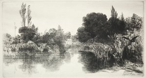 Shere Mill Pond Większa płyta, 1860. autorstwa Francis Seymour Haden