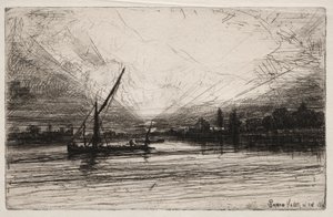 Zachód słońca nad Tamizą, 1862. autorstwa Francis Seymour Haden