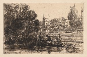 Kościół Twickenham, 1865. autorstwa Francis Seymour Haden