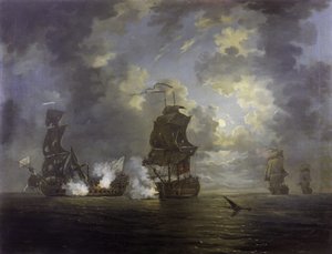 Zdobycie "Foudroyant" przez HMS Monmouth w dniu 18 lutego. autorstwa Francis Swaine