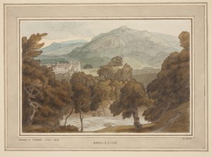Ambleside, widok w pobliżu Clappers Gate, Ambleside autorstwa Francis Towne