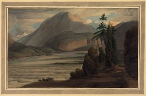 W Dolinie Gryzonia, 1781 (pióro i atrament, pranie na papierze) autorstwa Francis Towne
