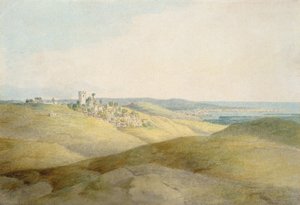 Pough Hill, niedaleko Bude, Cornwall (pióro i atrament i toaleta na papierze)