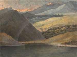 Widok na jezioro Maggiore o zmierzchu autorstwa Francis Towne