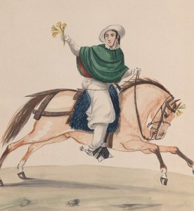 Elegancko ubrana kobieta na koniu, z grupy rysunków przedstawiających Peruwiańczyka..., ok. 1930r. 1848.