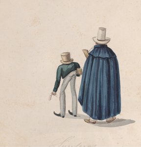 Dwie peruwiańskie wróżki w cylindrach oglądane od tyłu, z grupy..., ca. 1848. autorstwa Francisco