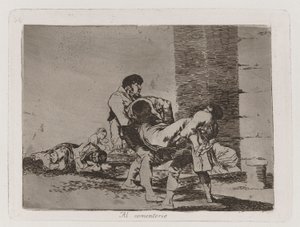 Na cmentarz, tablica 56 z Klęsk wojennych autorstwa Francisco de Goya