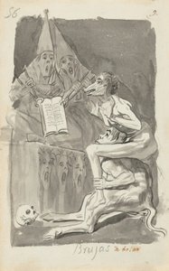 Brujas à volar (Czarownice przygotowują się do lotu) [werset] autorstwa Francisco de Goya