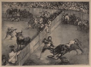 Walka byków w podzielonym pierścieniu autorstwa Francisco de Goya