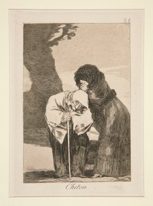 Chiton (Cisza), pl. 28 z cyklu Los caprichos autorstwa Francisco de Goya