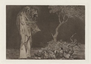 Folly of Fear, znany również jako Nie trać honoru przez strach, z serii Los disparates (Los proverbios) autorstwa Francisco de Goya