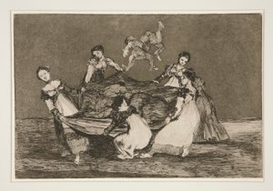 Disparate femenino (Feminine Folly), pl. 1 z serii Los proverbios autorstwa Francisco de Goya
