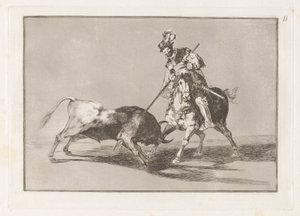 El Cid Campeador przebija innego byka (The Cid Campeador przebija innego byka), płyta 11 z La tauromaquia autorstwa Francisco de Goya