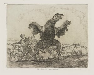 Mięsożerny sęp. (Mięsożerny sęp.), pl. 76 z serii Katastrofy wojny autorstwa Francisco de Goya