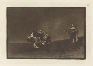On sam zrzuca byka na placu w Madrycie (Ten sam człowiek rzuca bykiem w ring w Madrycie), płyta 16 z La tauromaquia autorstwa Francisco de Goya